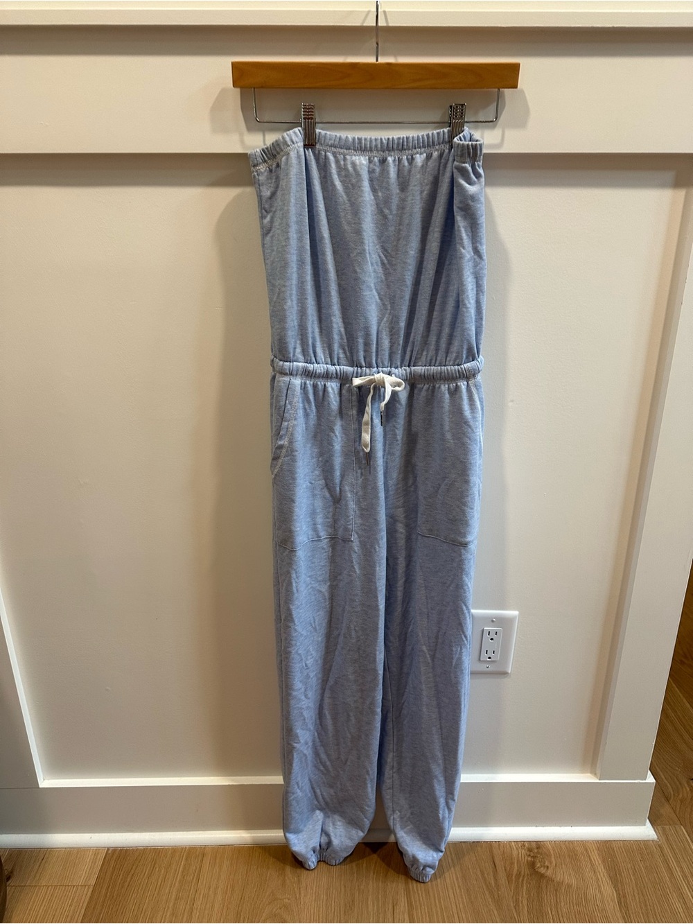 Gilli Light Blue Strapless Drawstring Jumpsuit